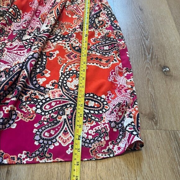 Tommy Hilfiger Red and Pink Paisley Midi Dress Medium - Picture 8 of 10
